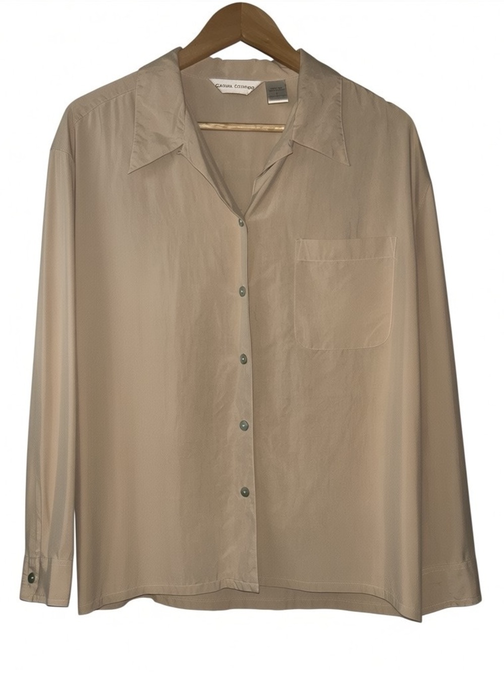 Vintage 100% Silk Casual Corner Button Down Blouse Coastal Grandmother Large
